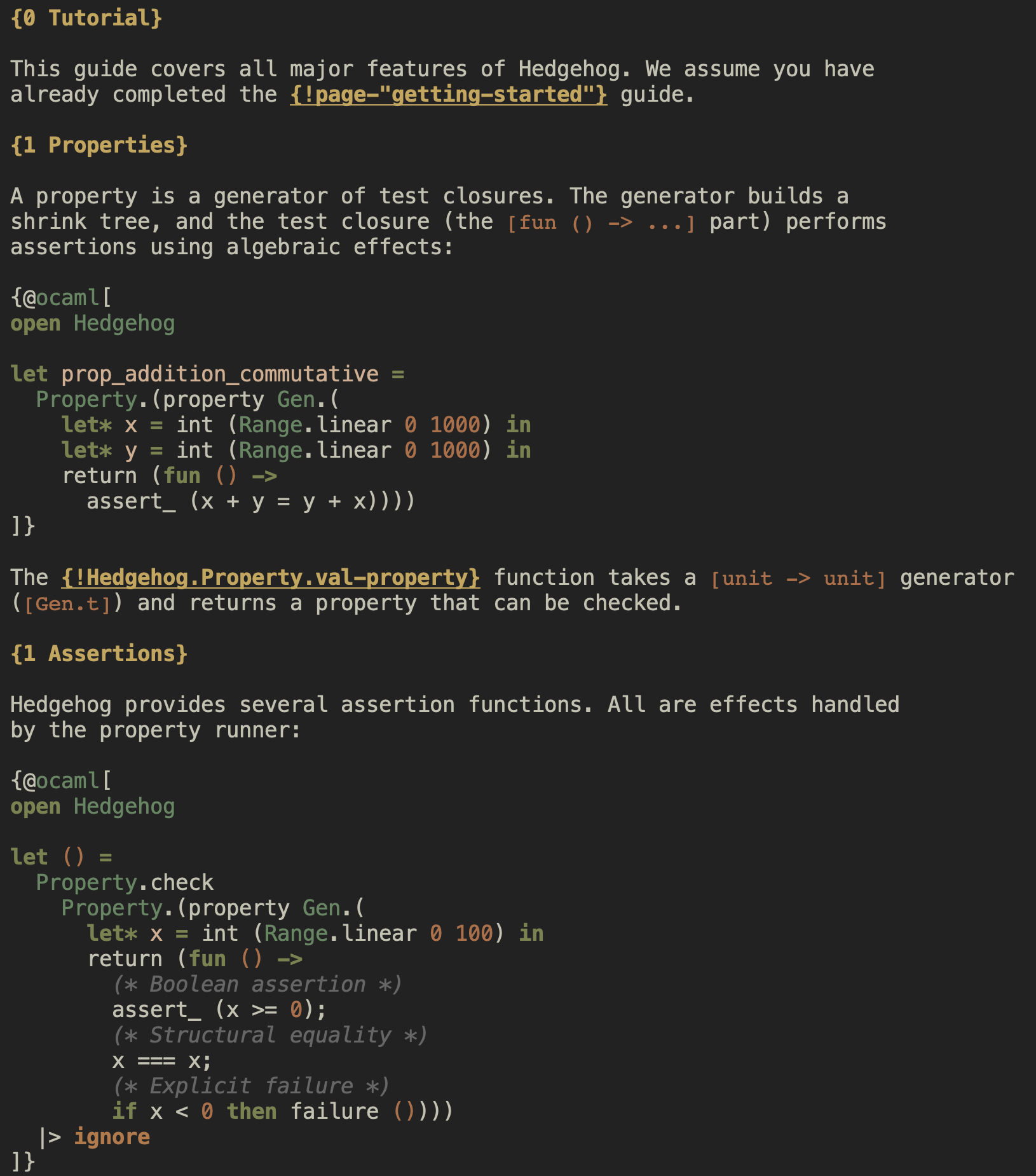 neocaml-odoc-mode highlighting a .mld page